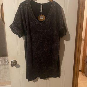 Acid wash tunic top